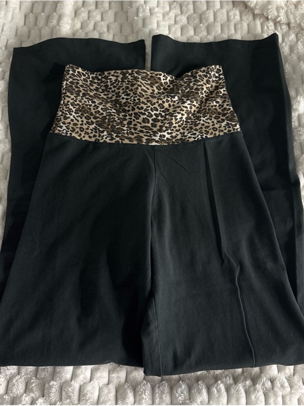Brandy Melville Wide-Leg Priscilla Pants with Leopard Waistband